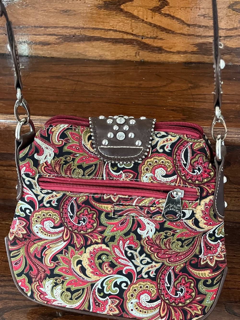 Montana West Crossbody Purse Western Paisley Rhinestone Buckle Concealed Carry - Picture 4 of 6